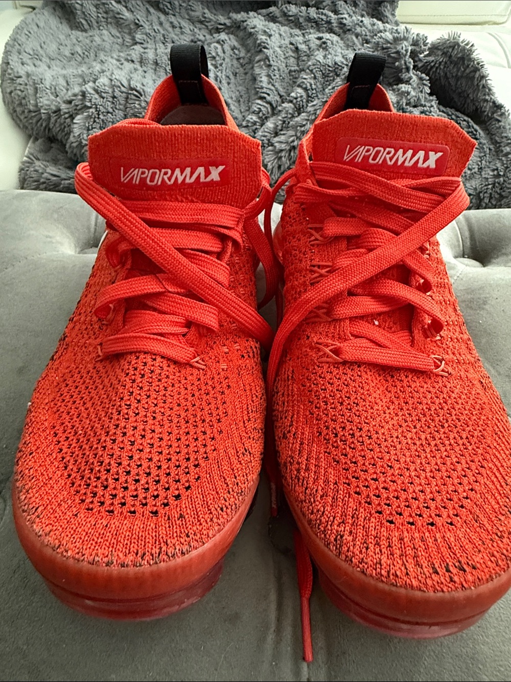 Nike Red Knit Running Shoes with Dark Print Insole VaporMax